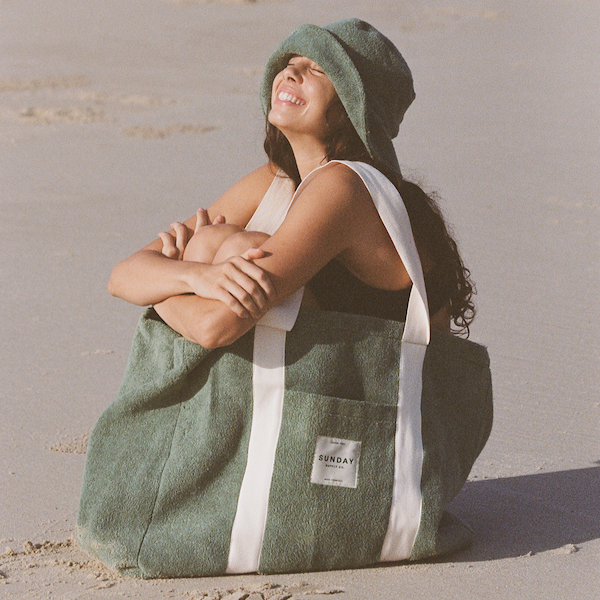 Towelling Beach Bag - Tallow