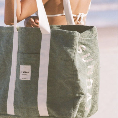 Towelling Beach Bag - Tallow