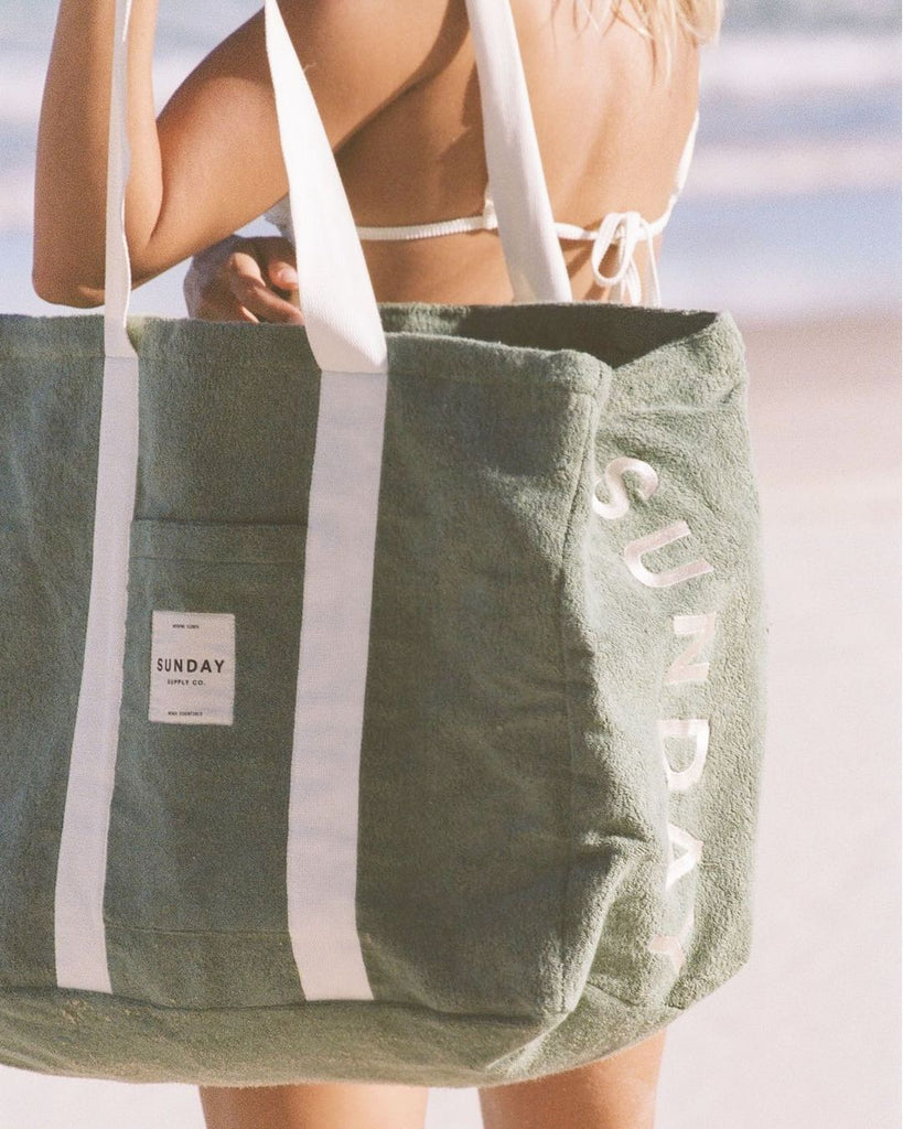 Towelling Beach Bag - Tallow