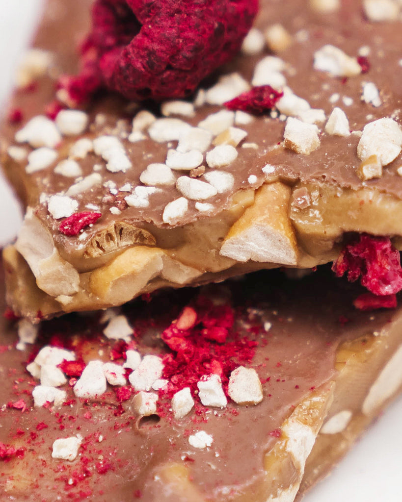 Milk Chocolate, Peanut & Raspberry Toffee