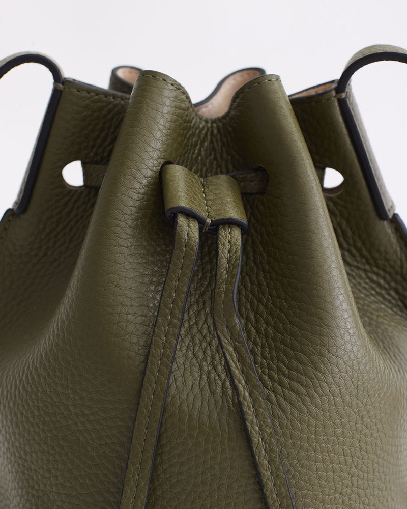 Bobb Bucket Bag - Olive Pebbled Leather