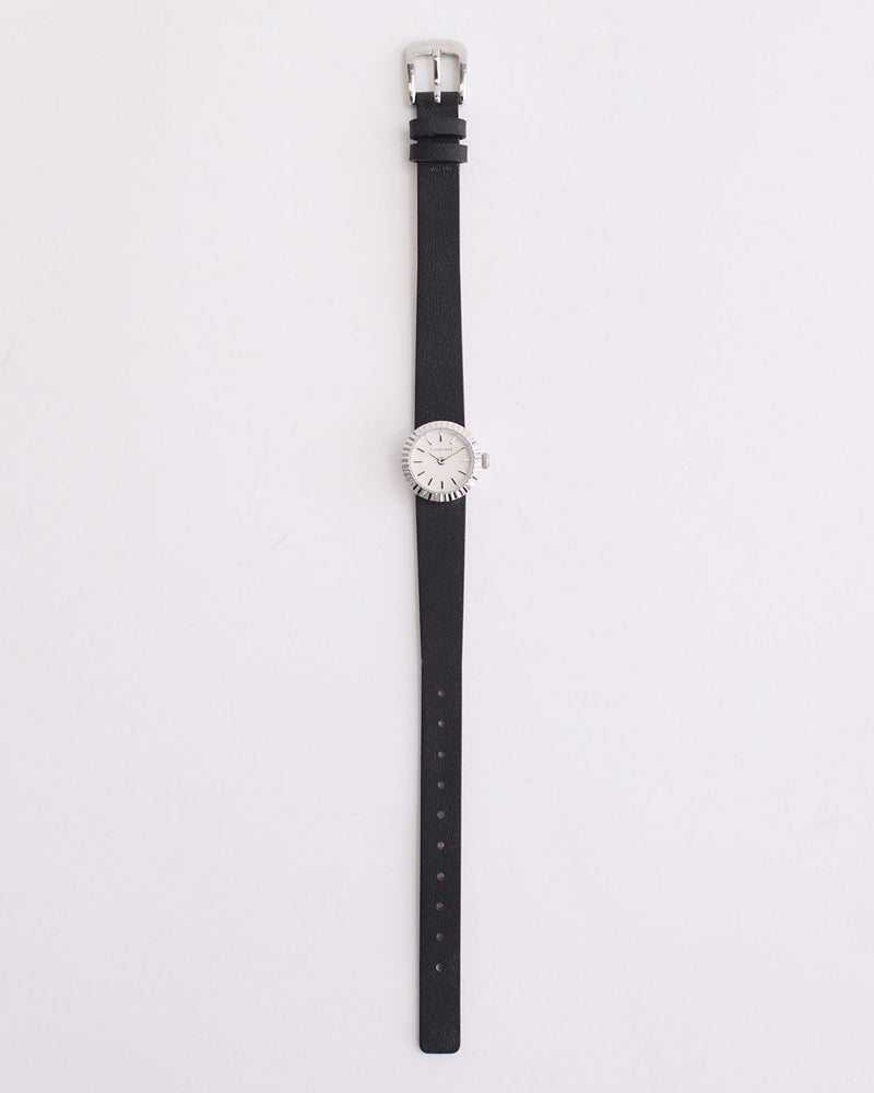 Dot Watch - Polished Silver / Black Leather