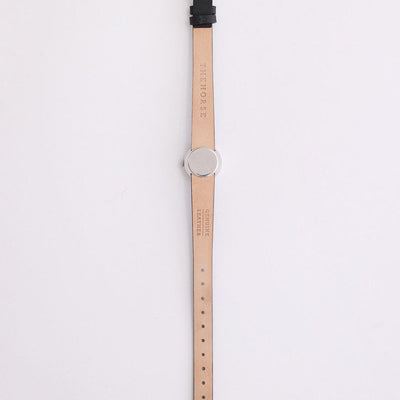 Dot Watch - Polished Silver / Black Leather