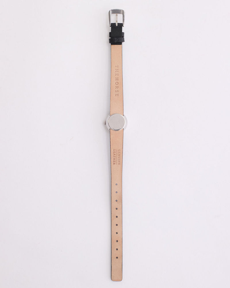 Dot Watch - Polished Silver / Black Leather