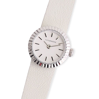 Dot Watch - Polished Silver / Milk Leather