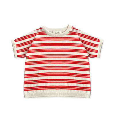 Relaxed Knit Tee - Poppy Stripe