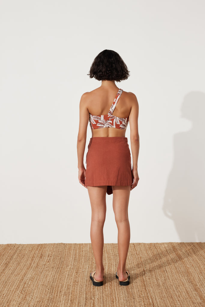 Paper Plane - Zulu & Zephyr - Wrap Skirt - Asymmetric Hem & tie Side - Clay Red