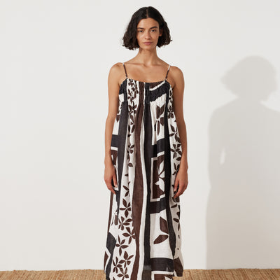 Paper Plane - Zulu & Zephyr - Sarong Flower Linen Dress - Spaghetti straps, oversized body