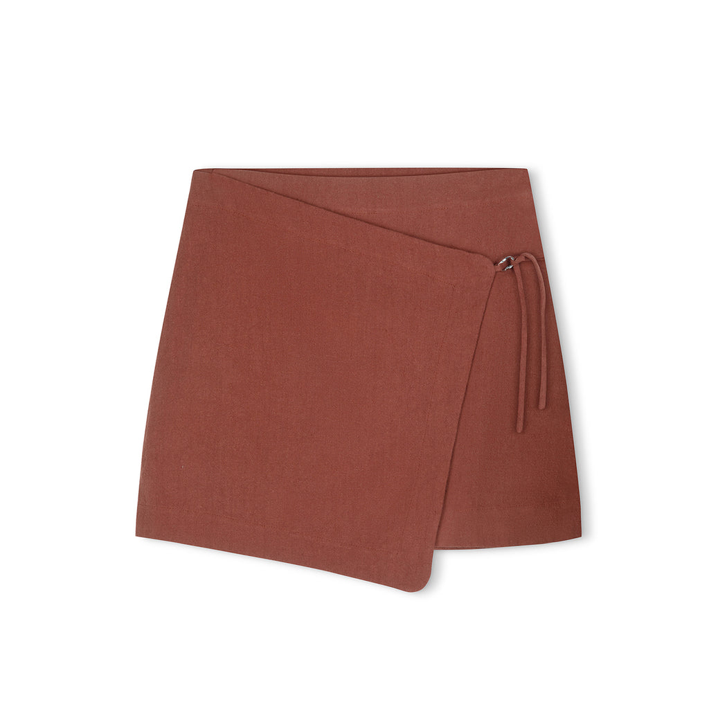 Paper Plane - Zulu & Zephyr - Wrap Skirt - Asymmetric Hem & tie Side - Clay Red