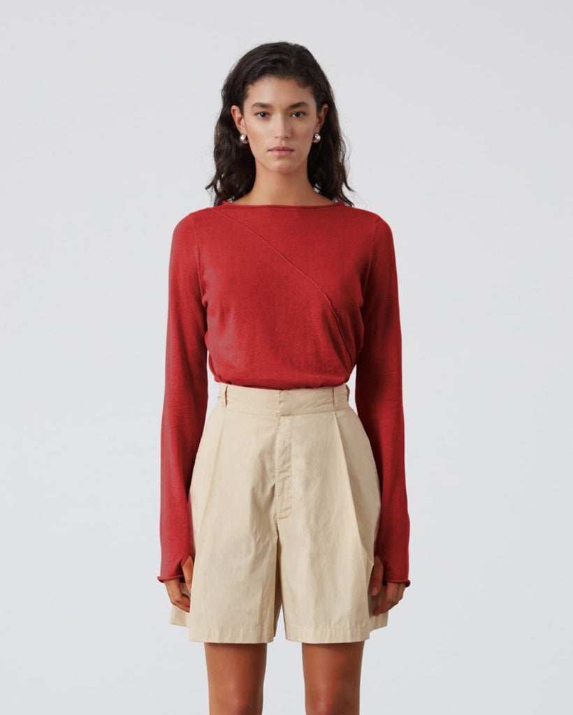 Red Panelled Knit Top