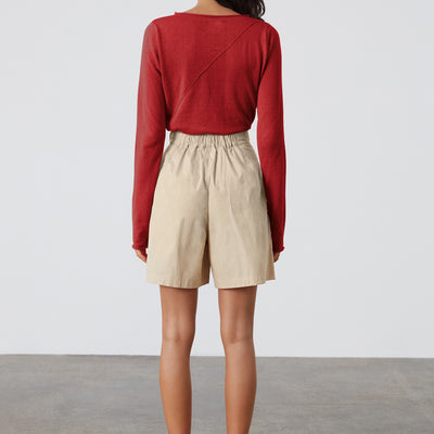 Red Panelled Knit Top