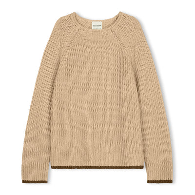 Paper Plane - Zulu & Zephyr - Sand Rib Knit Jumper - Brown Contrast Hem & Cuffs