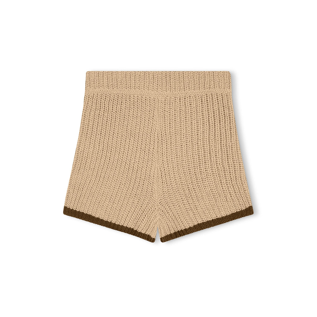 Paper Plane - Zulu & Zephyr - Sand Rib Knit Shorts - Brown Contrast Hem