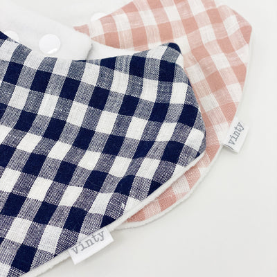 Linen Dribble Bib - Navy Gingham