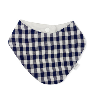 Linen Dribble Bib - Navy Gingham